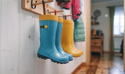 Gummistiefel hängend trocknen Kinder Flur
