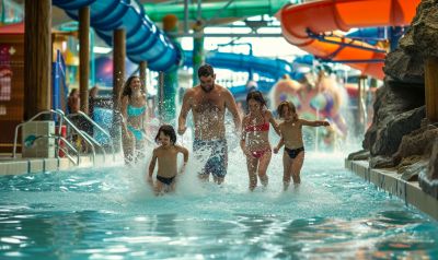 Familie in einem Freizeitbad