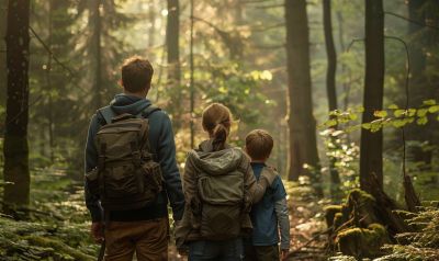 eine Familie erlebt die natur