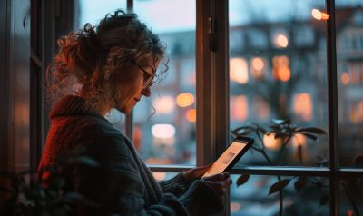 eine Frau liest ein Buch auf einem eBook Reader