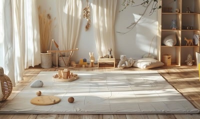 Kinderzimmer Spielecke Holzspielzeug Skandinavisch einrichten
