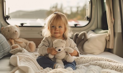 Klappbares Camper Bett als ebene Liegefläche mit Matratze