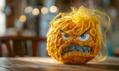 Fertiger Wutball mit wütendem Gesicht und Wollhaaren